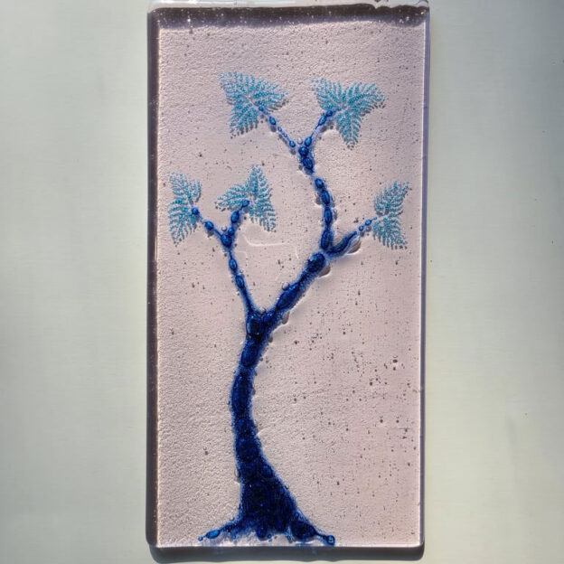 Bubblegum bonsai, fused glass, 6"×12"